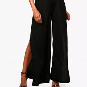 MINKPINK Black Wide-Leg Trousers with side slits